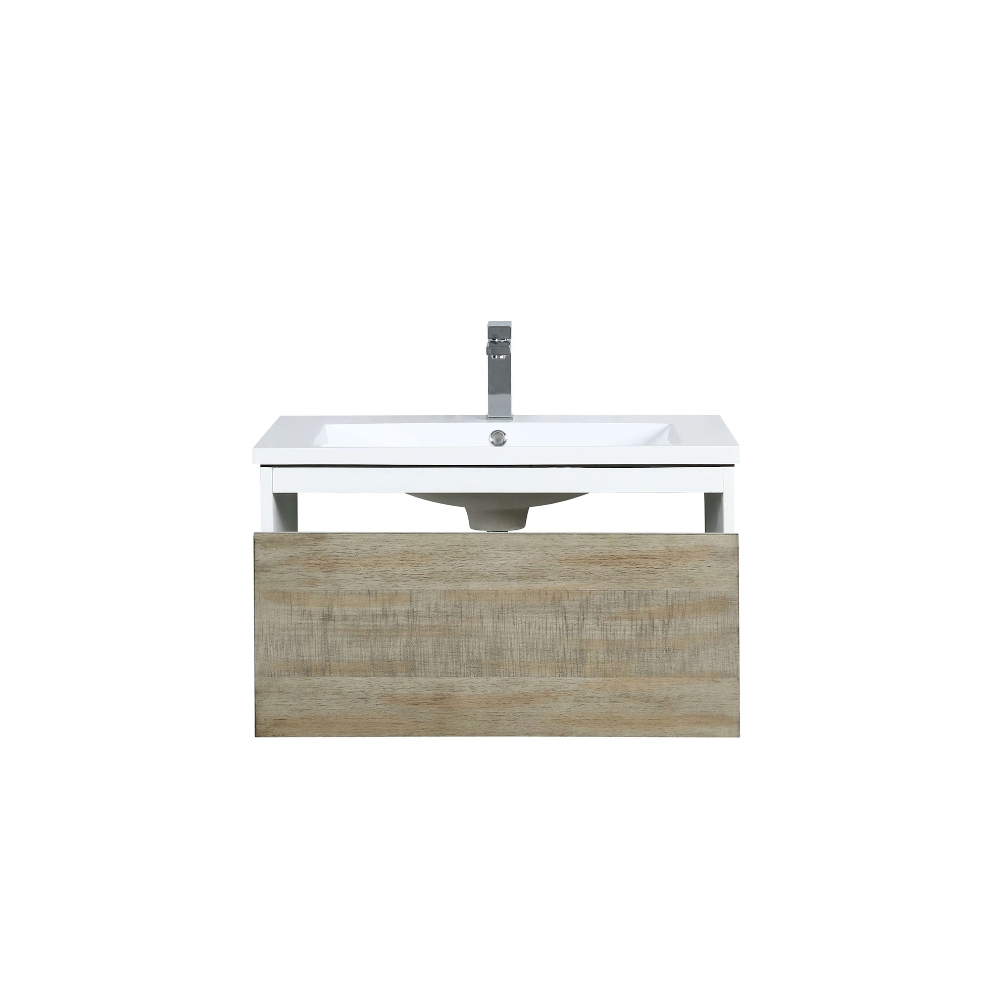 Scopi 30" Rustic Acacia Bathroom Single Vanity, Acrylic Composite Top with Integrated Sink, and Labaro Brushed Nickel Faucet Set - LSC30SRAOS000FBN