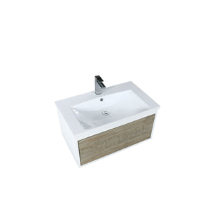 Scopi 30" Rustic Acacia Bathroom Single Vanity, Acrylic Composite Top with Integrated Sink, and Labaro Brushed Nickel Faucet Set - LSC30SRAOS000FBN
