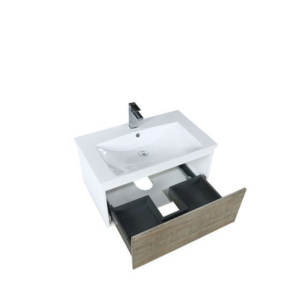 Scopi 30" Rustic Acacia Bathroom Single Vanity, Acrylic Composite Top with Integrated Sink, and Labaro Brushed Nickel Faucet Set - LSC30SRAOS000FBN