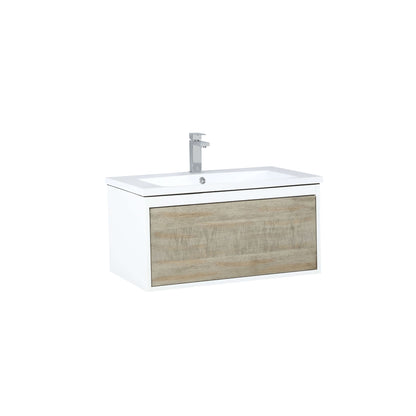 Scopi 30" Rustic Acacia Bathroom Single Vanity, Acrylic Composite Top with Integrated Sink, and Labaro Brushed Nickel Faucet Set - LSC30SRAOS000FBN