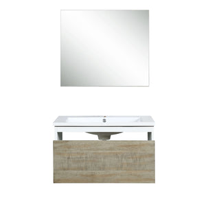 Scopi 30" Rustic Acacia Bathroom Single Vanity, Acrylic Composite Top with Integrated Sink, and 28" Frameless Mirror - LSC30SRAOSM28