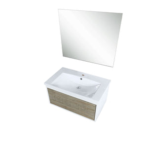 Scopi 30" Rustic Acacia Bathroom Single Vanity, Acrylic Composite Top with Integrated Sink, and 28" Frameless Mirror - LSC30SRAOSM28