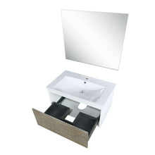 Load image into Gallery viewer, Scopi 30&quot; Rustic Acacia Bathroom Single Vanity, Acrylic Composite Top with Integrated Sink, and 28&quot; Frameless Mirror - LSC30SRAOSM28
