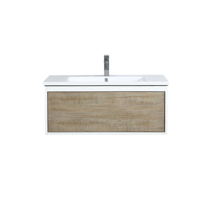 Scopi 36" Rustic Acacia Bathroom Single Vanity, Acrylic Composite Top with Integrated Sink, and Labaro Brushed Nickel Faucet Set - LSC36SRAOS000FBN