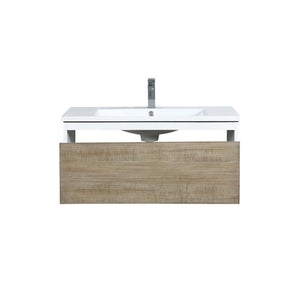 Scopi 36" Rustic Acacia Bathroom Single Vanity, Acrylic Composite Top with Integrated Sink, and Labaro Brushed Nickel Faucet Set - LSC36SRAOS000FBN