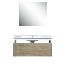 Load image into Gallery viewer, Scopi 36&quot; Rustic Acacia Bathroom Single Vanity, Acrylic Composite Top with Integrated Sink, and 28&quot; Frameless Mirror - LSC36SRAOSM28