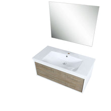 Load image into Gallery viewer, Scopi 36&quot; Rustic Acacia Bathroom Single Vanity, Acrylic Composite Top with Integrated Sink, and 28&quot; Frameless Mirror - LSC36SRAOSM28