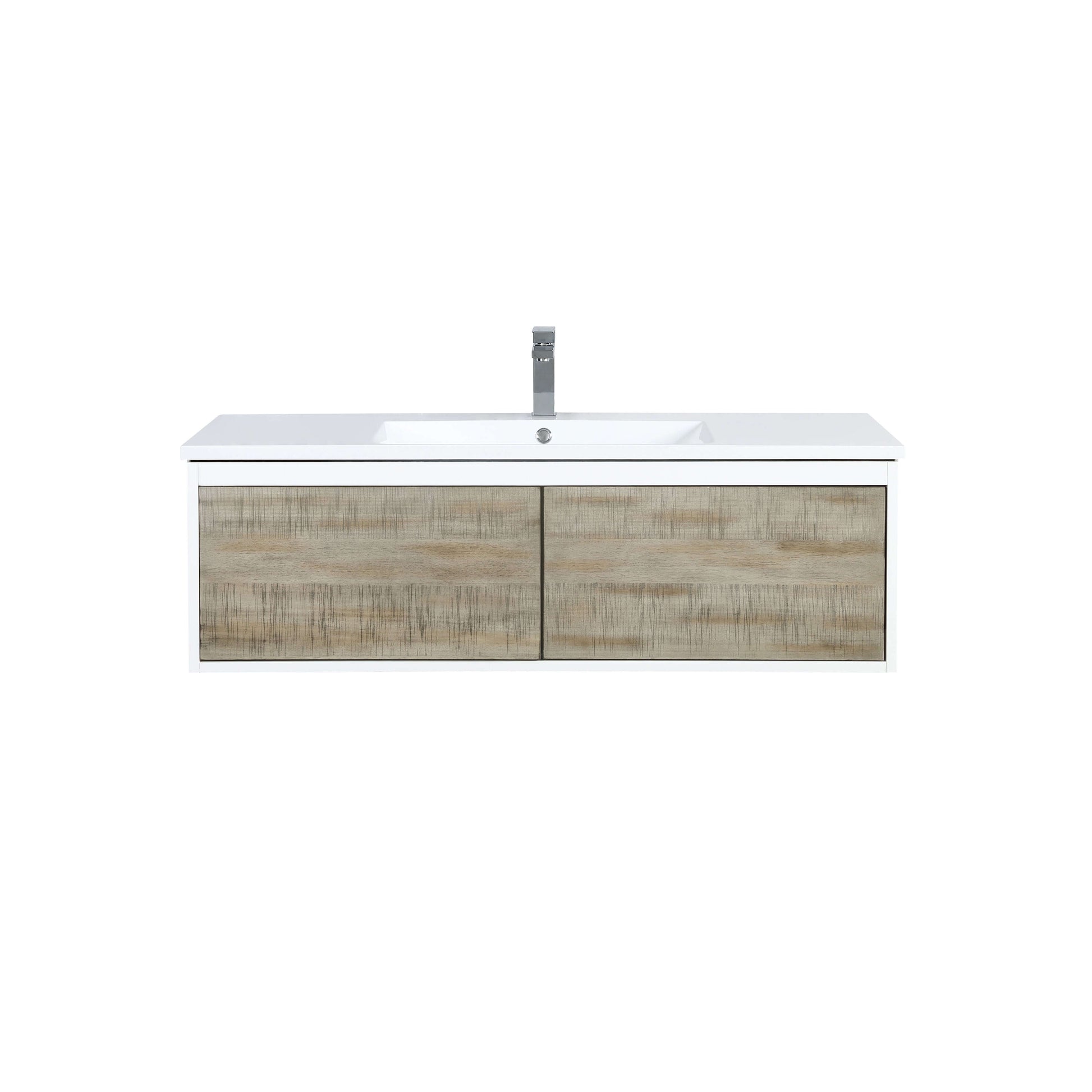 Scopi 48" Rustic Acacia Bathroom Single Vanity, Acrylic Composite Top with Integrated Sink, and Labaro Brushed Nickel Faucet Set - LSC48SRAOS000FBN