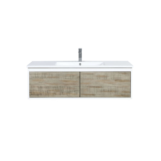 Scopi 48" Rustic Acacia Bathroom Single Vanity, Acrylic Composite Top with Integrated Sink, and Labaro Brushed Nickel Faucet Set - LSC48SRAOS000FBN