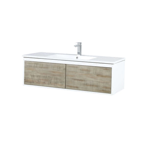 Scopi 48" Rustic Acacia Bathroom Single Vanity, Acrylic Composite Top with Integrated Sink, and Labaro Brushed Nickel Faucet Set - LSC48SRAOS000FBN