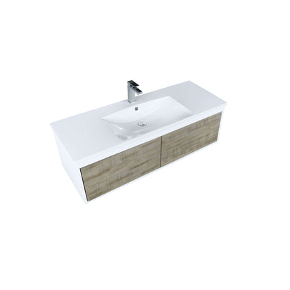 Scopi 48" Rustic Acacia Bathroom Single Vanity, Acrylic Composite Top with Integrated Sink, and Labaro Brushed Nickel Faucet Set - LSC48SRAOS000FBN