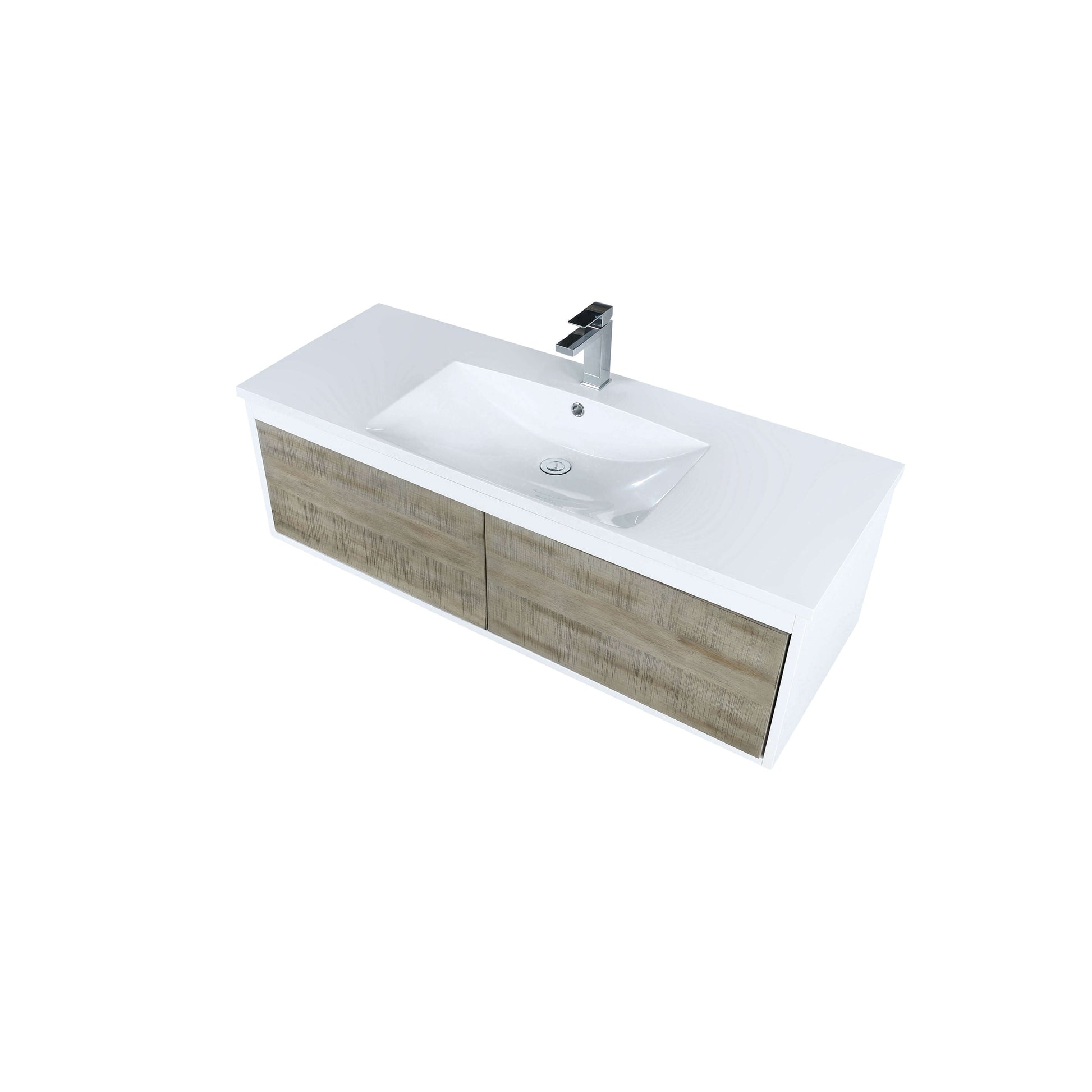 Scopi 48" Rustic Acacia Bathroom Single Vanity, Acrylic Composite Top with Integrated Sink, and Labaro Brushed Nickel Faucet Set - LSC48SRAOS000FBN