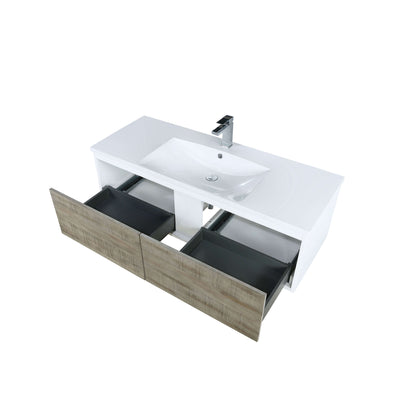 Scopi 48" Rustic Acacia Bathroom Single Vanity, Acrylic Composite Top with Integrated Sink, and Labaro Brushed Nickel Faucet Set - LSC48SRAOS000FBN