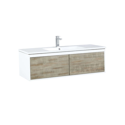 Scopi 48" Rustic Acacia Bathroom Single Vanity, Acrylic Composite Top with Integrated Sink, and Labaro Brushed Nickel Faucet Set - LSC48SRAOS000FBN