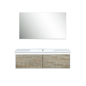 Scopi 48" Rustic Acacia Bathroom Single Vanity, Acrylic Composite Top with Integrated Sink, and 43" Frameless Mirror - LSC48SRAOSM43