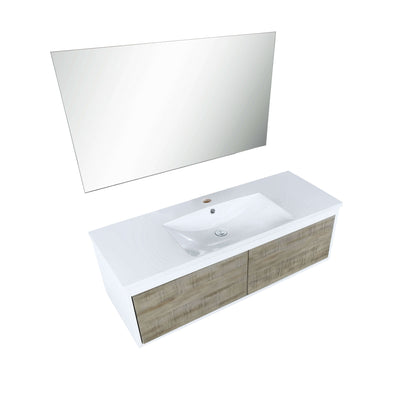 Scopi 48" Rustic Acacia Bathroom Single Vanity, Acrylic Composite Top with Integrated Sink, and 43" Frameless Mirror - LSC48SRAOSM43