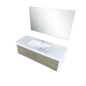 Scopi 48" Rustic Acacia Bathroom Single Vanity, Acrylic Composite Top with Integrated Sink, and 43" Frameless Mirror - LSC48SRAOSM43