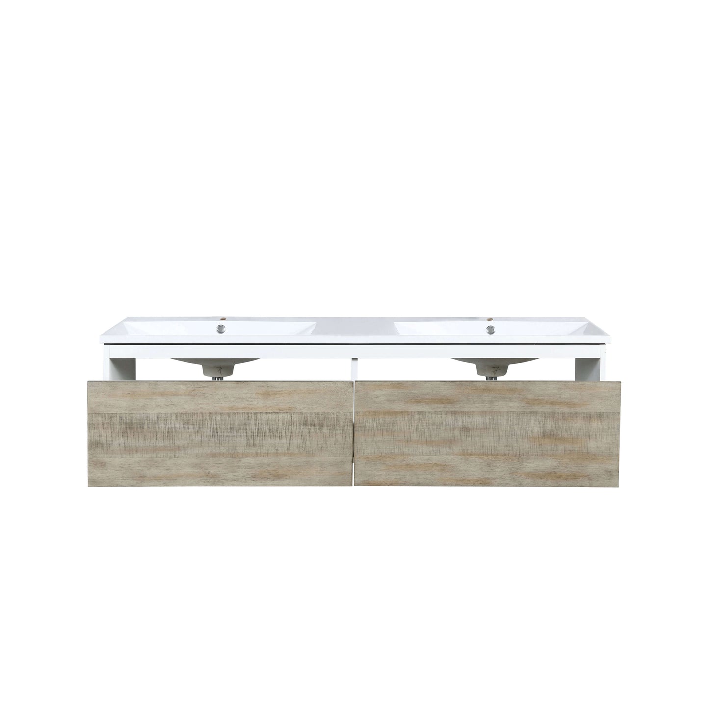 Scopi 60" Rustic Acacia Double Bathroom Vanity and Acrylic Composite Top with Integrated Sinks - LSC60DRAOS000