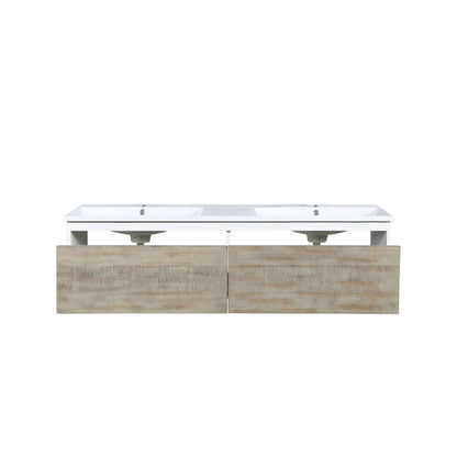 Scopi 60" Rustic Acacia Double Bathroom Vanity and Acrylic Composite Top with Integrated Sinks - LSC60DRAOS000