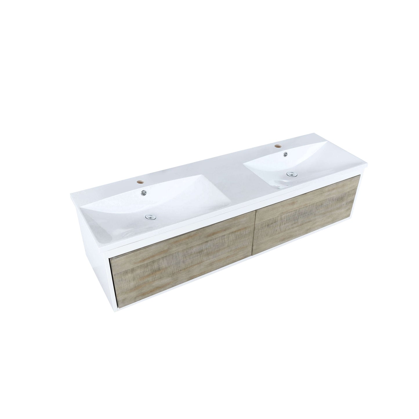 Scopi 60" Rustic Acacia Double Bathroom Vanity and Acrylic Composite Top with Integrated Sinks - LSC60DRAOS000