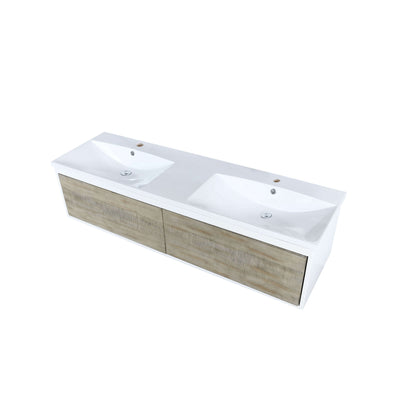 Scopi 60" Rustic Acacia Double Bathroom Vanity and Acrylic Composite Top with Integrated Sinks - LSC60DRAOS000