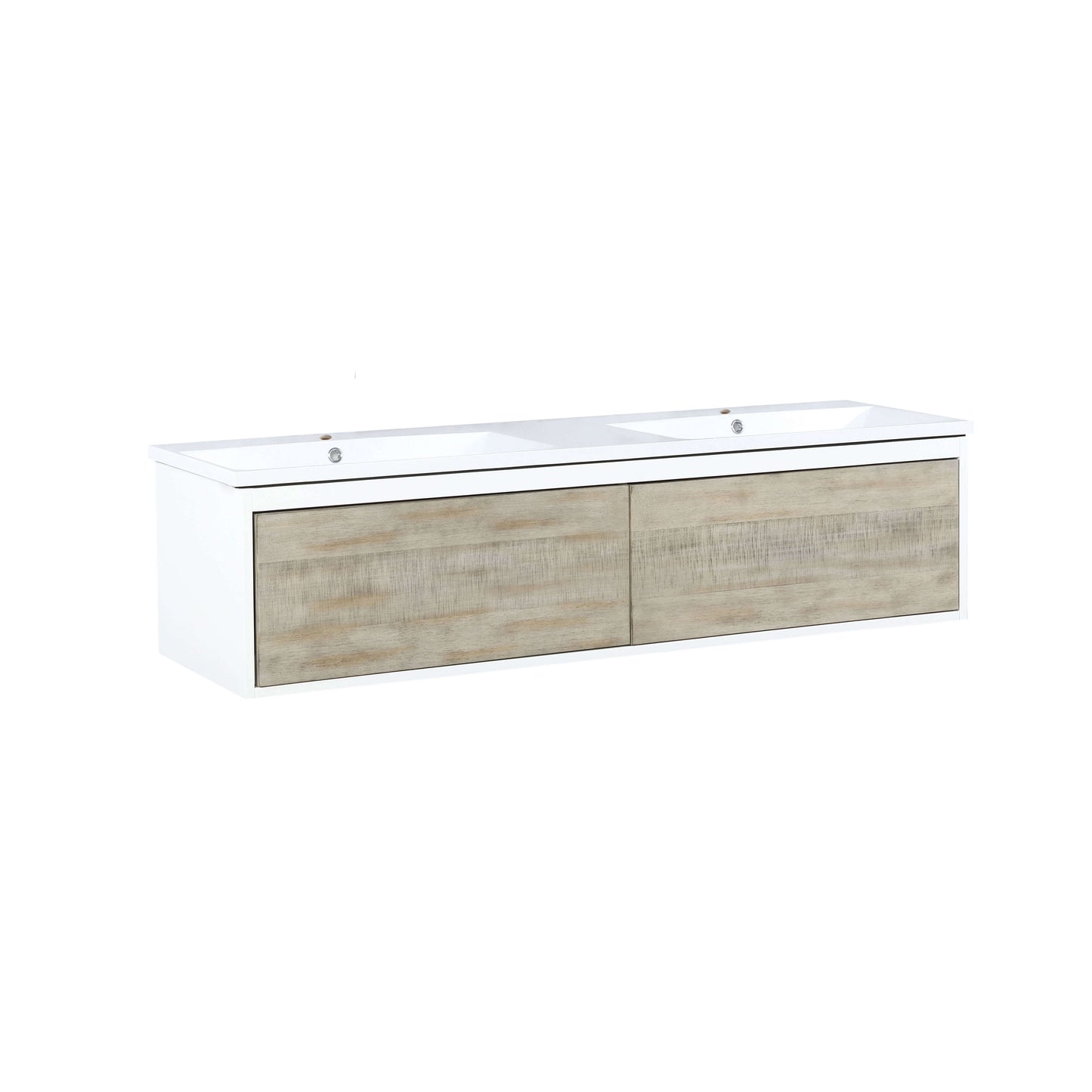 Scopi 60" Rustic Acacia Double Bathroom Vanity and Acrylic Composite Top with Integrated Sinks - LSC60DRAOS000