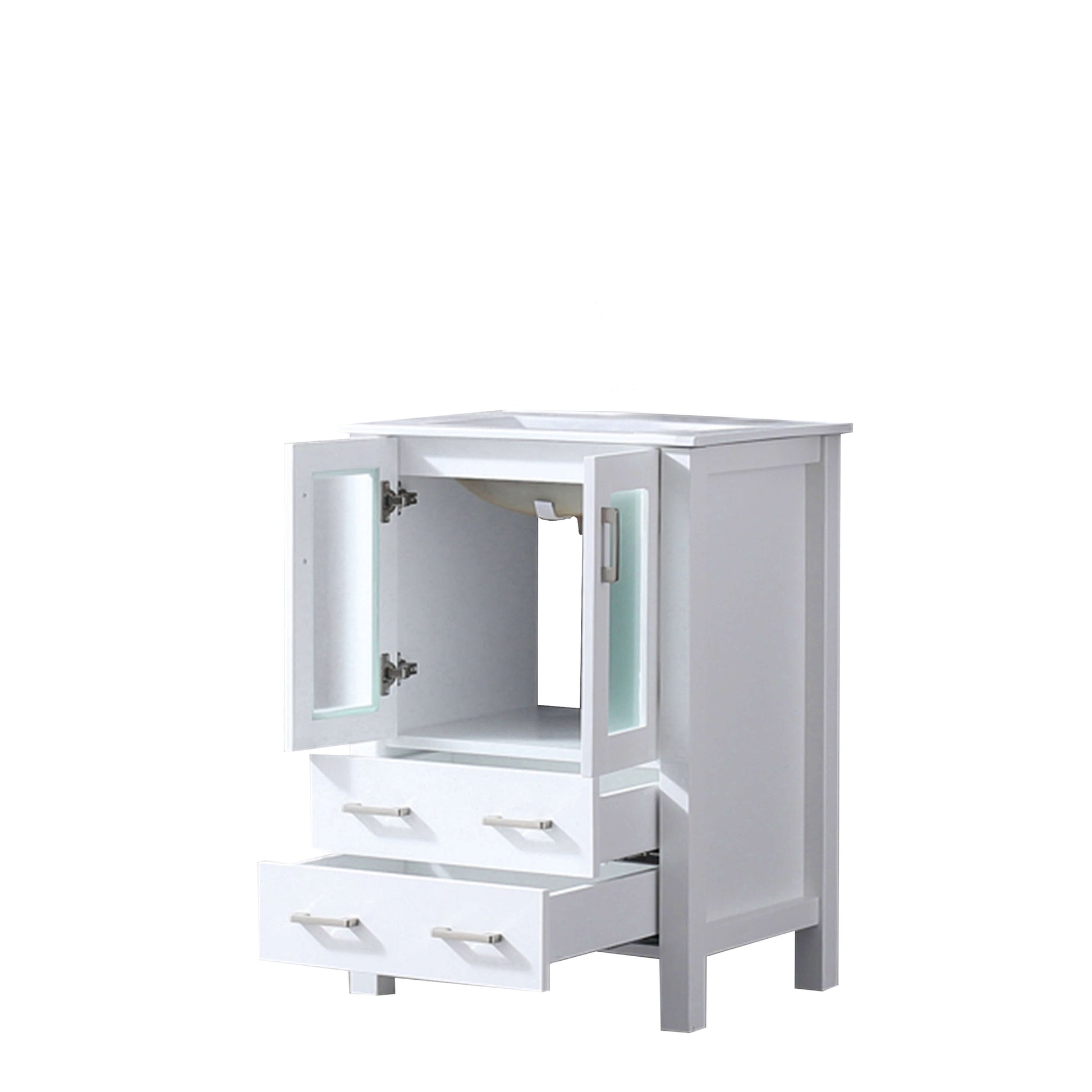 Volez 24" White Single Vanity, Integrated Top, White Integrated Square Sink and no Mirror - LV341824SAES000