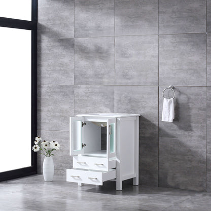 Volez 24" White Single Vanity, Integrated Top, White Integrated Square Sink and no Mirror - LV341824SAES000