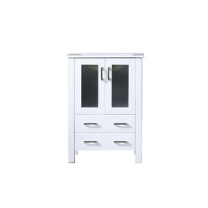 Volez 24" White Single Vanity, Integrated Top, White Integrated Square Sink and no Mirror - LV341824SAES000