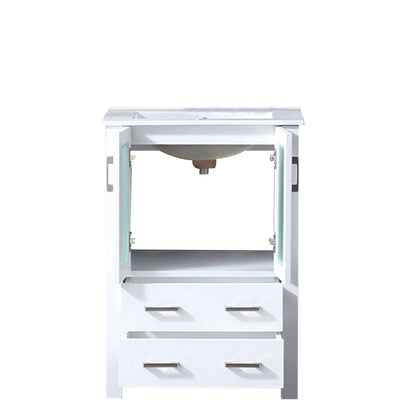 Volez 24" White Single Vanity, Integrated Top, White Integrated Square Sink and no Mirror - LV341824SAES000