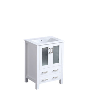 Volez 24" White Single Vanity, Integrated Top, White Integrated Square Sink and no Mirror - LV341824SAES000