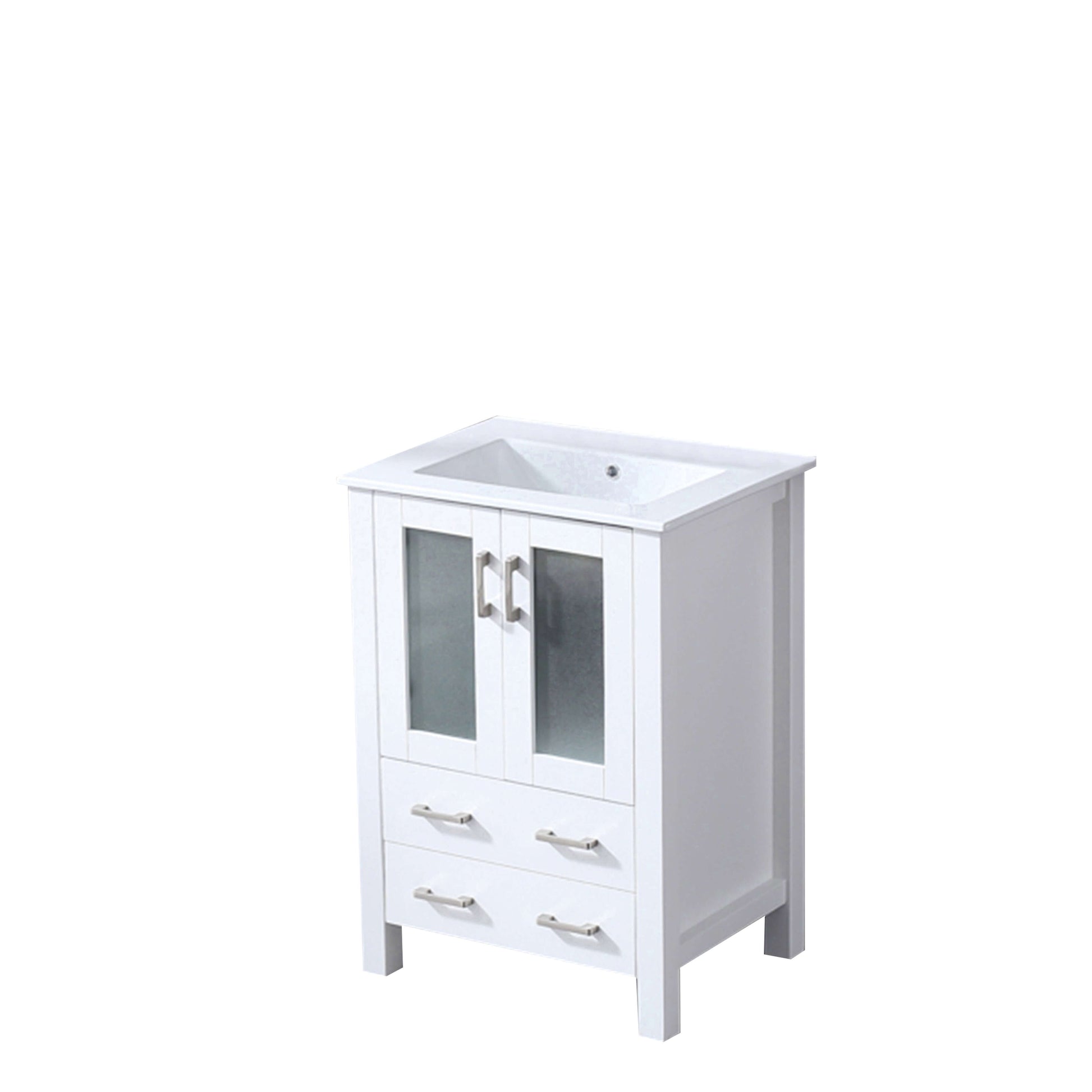 Volez 24" White Single Vanity, Integrated Top, White Integrated Square Sink and no Mirror - LV341824SAES000