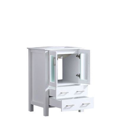 Volez 24" White Single Vanity, Integrated Top, White Integrated Square Sink and no Mirror - LV341824SAES000