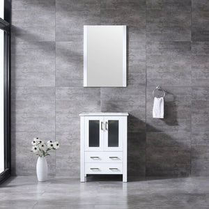 Volez 24" White Single Vanity, Integrated Top, White Integrated Square Sink and 22" Mirror - LV341824SAESM22