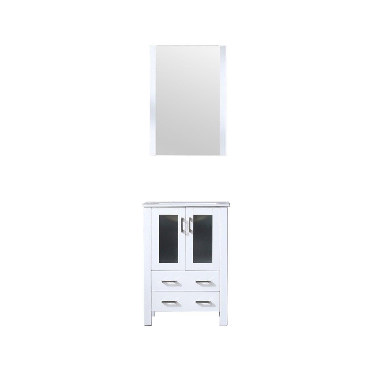 Volez 24" White Single Vanity, Integrated Top, White Integrated Square Sink and 22" Mirror - LV341824SAESM22