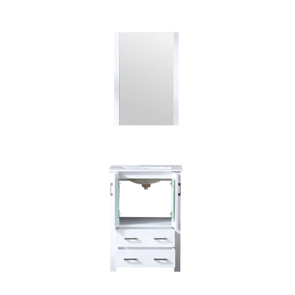 Volez 24" White Single Vanity, Integrated Top, White Integrated Square Sink and 22" Mirror - LV341824SAESM22