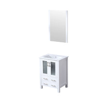 Load image into Gallery viewer, Volez 24&quot; White Single Vanity, Integrated Top, White Integrated Square Sink and 22&quot; Mirror - LV341824SAESM22