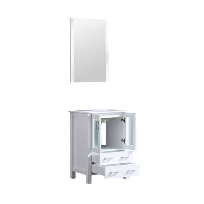 Volez 24" White Single Vanity, Integrated Top, White Integrated Square Sink and 22" Mirror - LV341824SAESM22