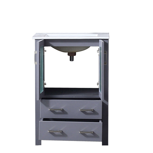 Volez 24" Dark Grey Single Vanity, Integrated Top, White Integrated Square Sink and no Mirror - LV341824SBES000