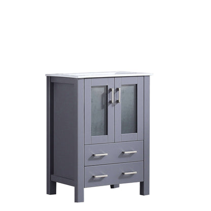 Volez 24" Dark Grey Single Vanity, Integrated Top, White Integrated Square Sink and no Mirror - LV341824SBES000