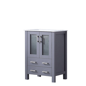 Volez 24" Dark Grey Single Vanity, Integrated Top, White Integrated Square Sink and no Mirror - LV341824SBES000