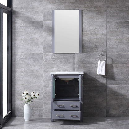 Volez 24" Dark Grey Single Vanity, Integrated Top, White Integrated Square Sink and 22" Mirror - LV341824SBESM22