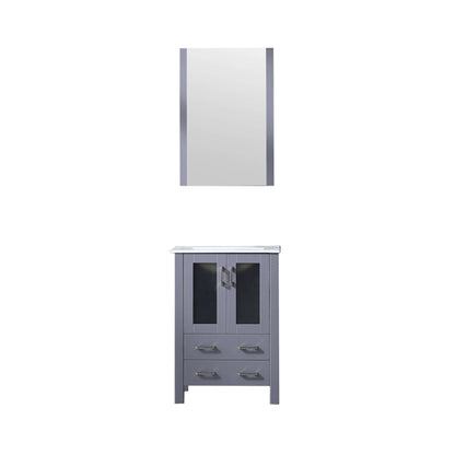 Volez 24" Dark Grey Single Vanity, Integrated Top, White Integrated Square Sink and 22" Mirror - LV341824SBESM22