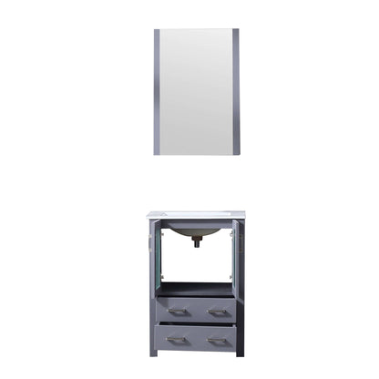 Volez 24" Dark Grey Single Vanity, Integrated Top, White Integrated Square Sink and 22" Mirror - LV341824SBESM22