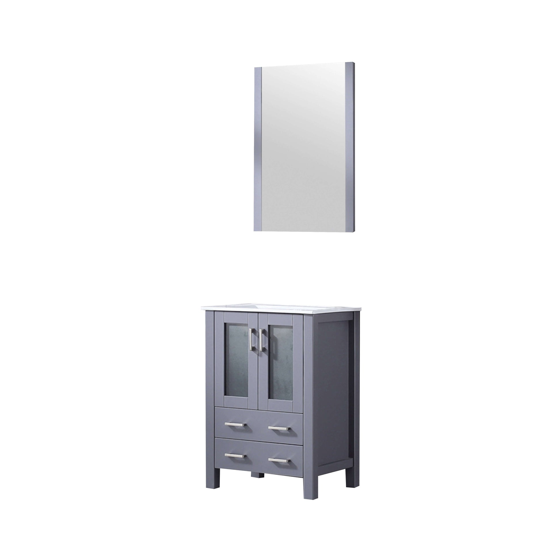 Volez 24" Dark Grey Single Vanity, Integrated Top, White Integrated Square Sink and 22" Mirror - LV341824SBESM22