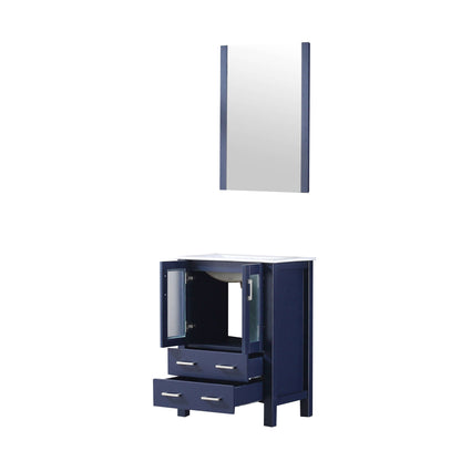 Volez 24" Navy Blue Single Vanity, Integrated Top, White Integrated Square Sink and 22" Mirror - LV341824SEESM22