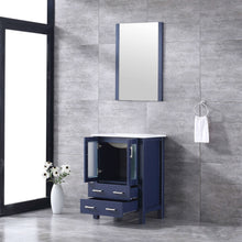Load image into Gallery viewer, Volez 24&quot; Navy Blue Single Vanity, Integrated Top, White Integrated Square Sink and 22&quot; Mirror - LV341824SEESM22