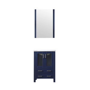 Volez 24" Navy Blue Single Vanity, Integrated Top, White Integrated Square Sink and 22" Mirror - LV341824SEESM22