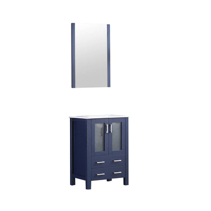 Volez 24" Navy Blue Single Vanity, Integrated Top, White Integrated Square Sink and 22" Mirror - LV341824SEESM22