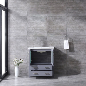 Volez 30" Dark Grey Single Vanity, Integrated Top, White Integrated Square Sink and no Mirror - LV341830SBES000
